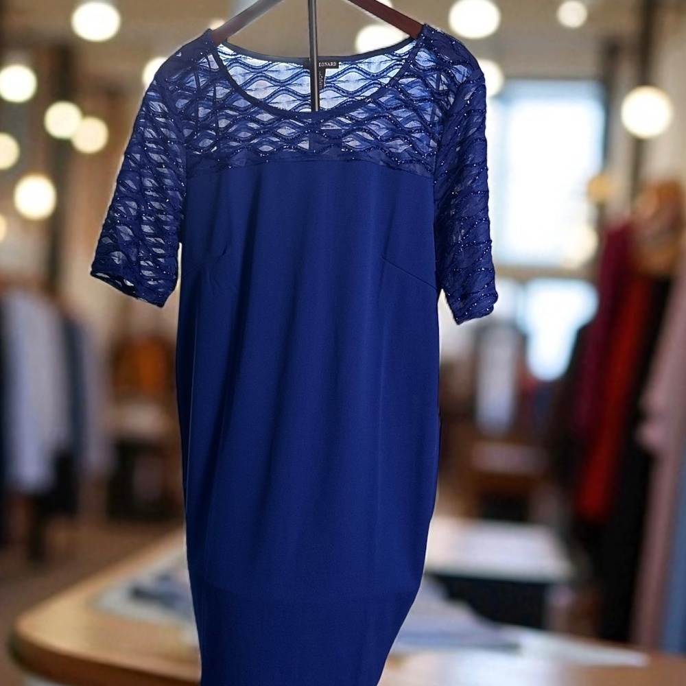 Nina Leonard Deep Sapphire Sheath Dress l Size XL